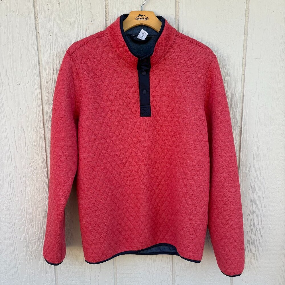 Marine Layer Corbet Reversible Quilted Pullover Sweater Mens Small Red Blue Snap